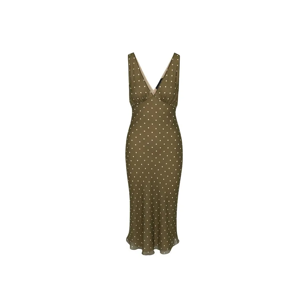 Realisation Par SS24 Sleeveless Dress Women's Olive Polka Dot