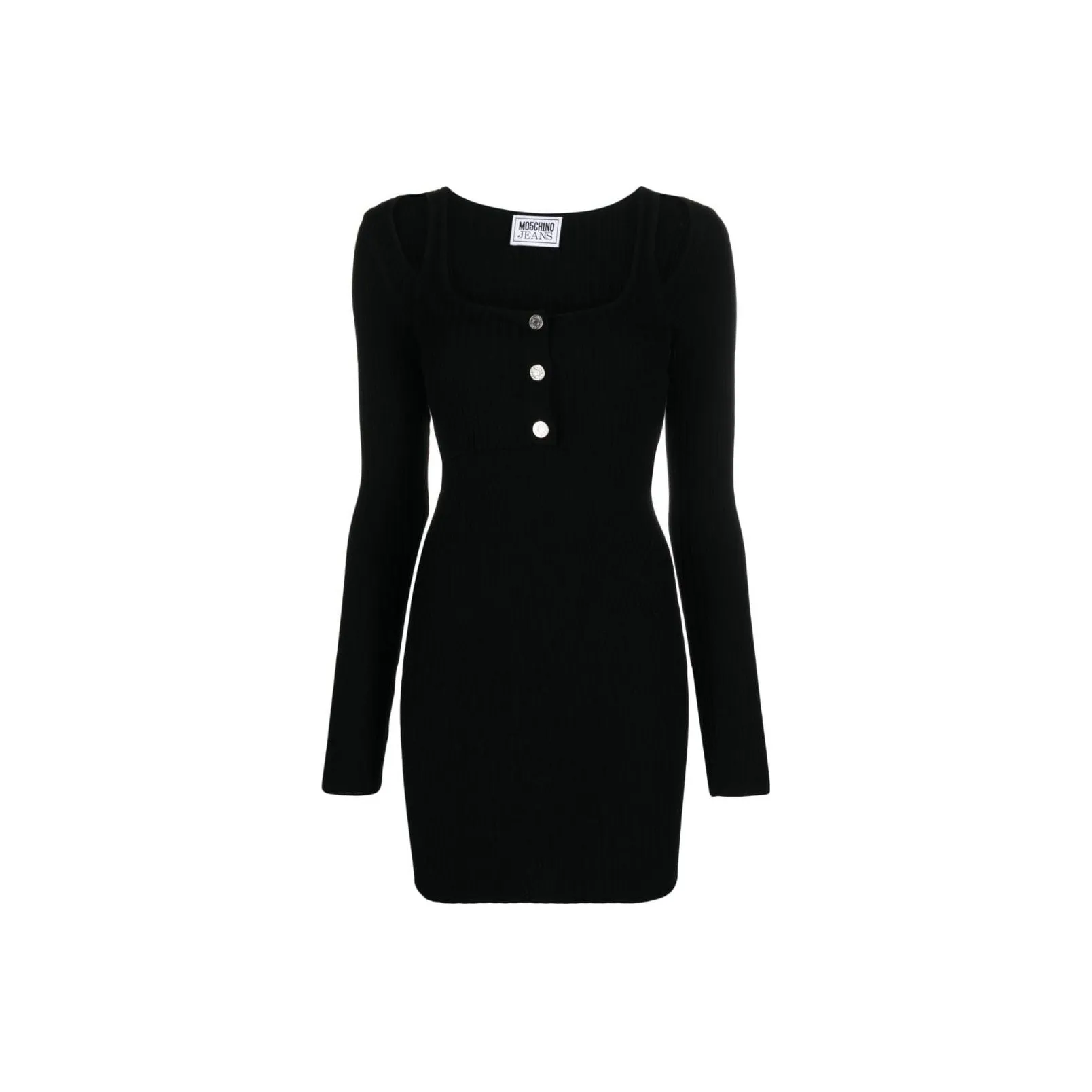 MOSCHINO Длинное платье с длинными рукавами женское черное