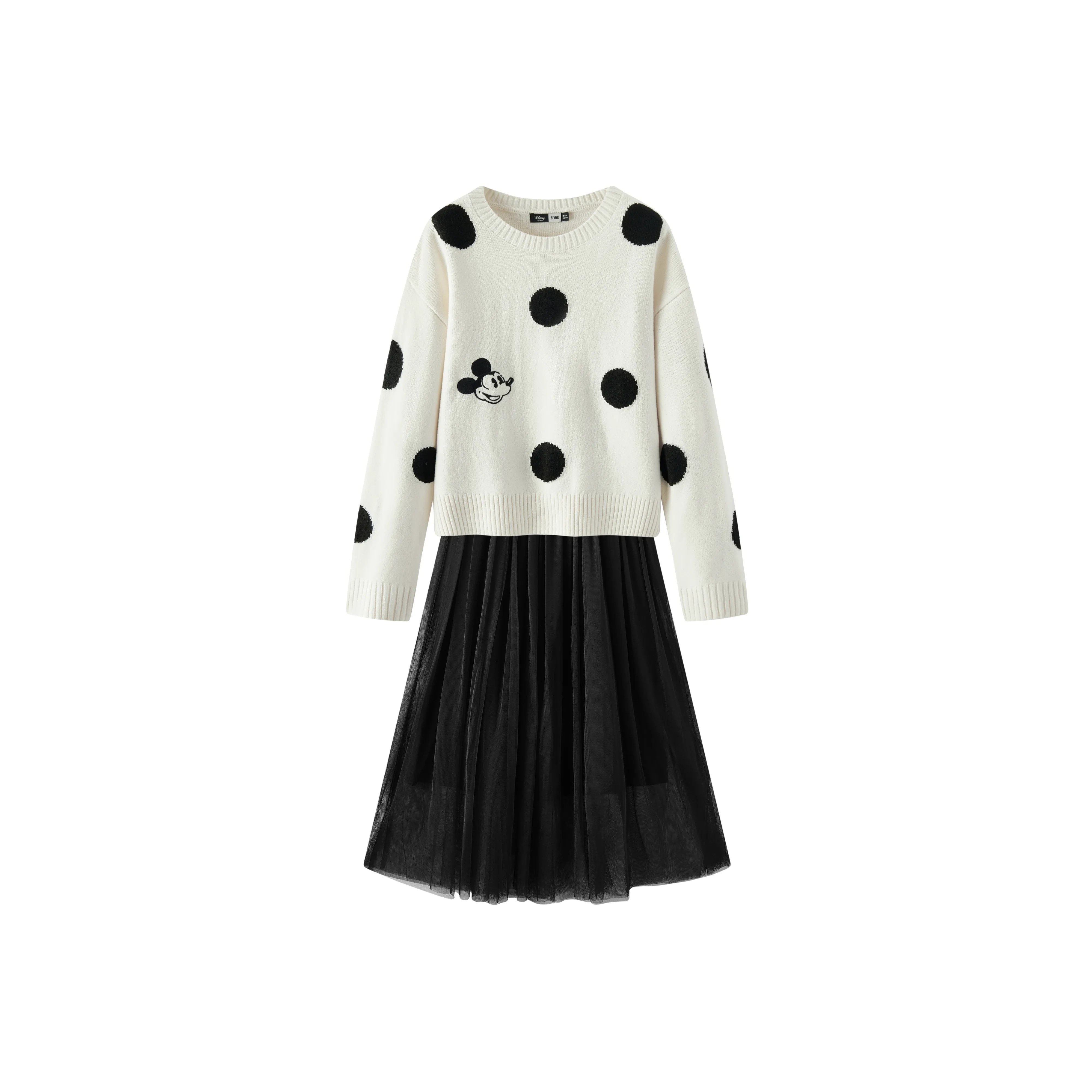 SEM/R x Disney Long Sleeved Dresses Women's White Black Tone