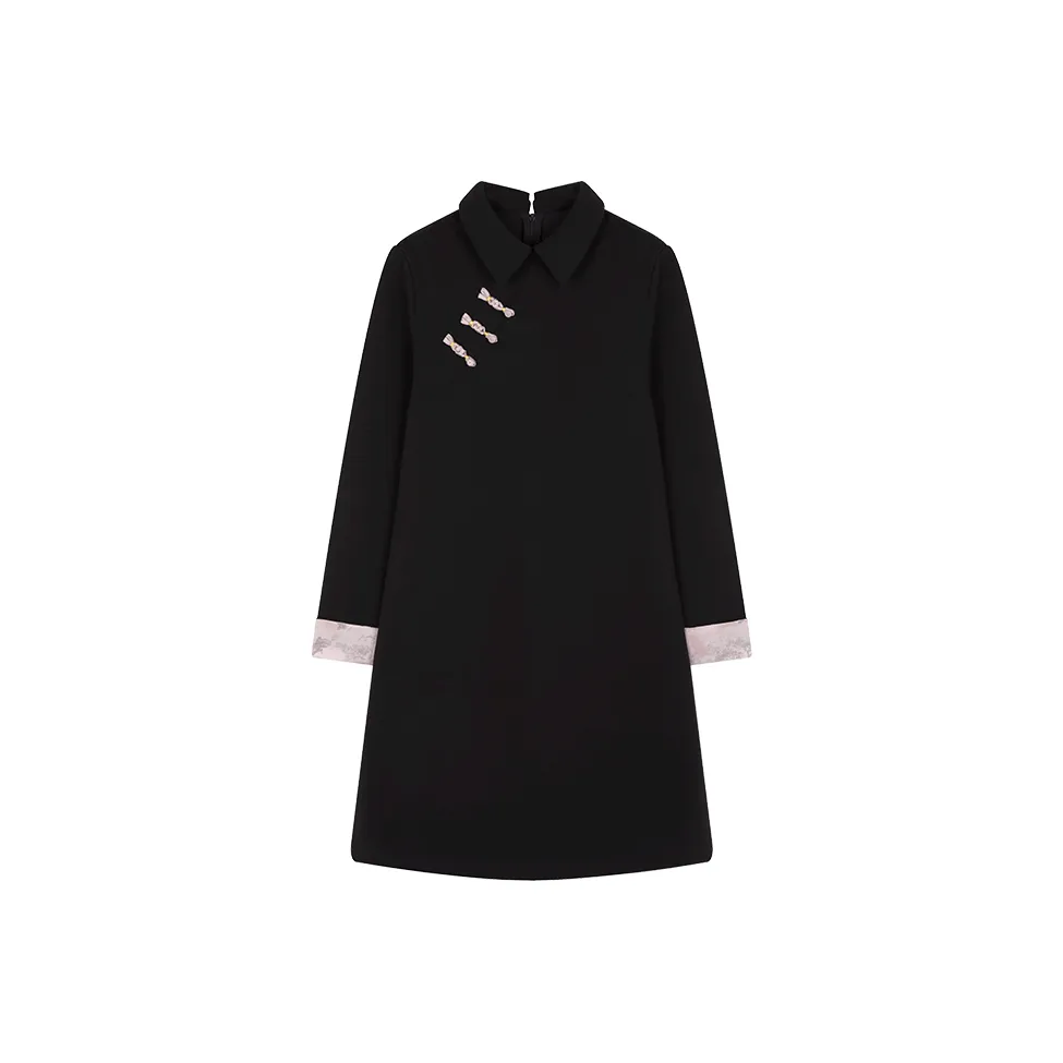 Mo Han Yi Mei Long Sleeved Dress Women's Black