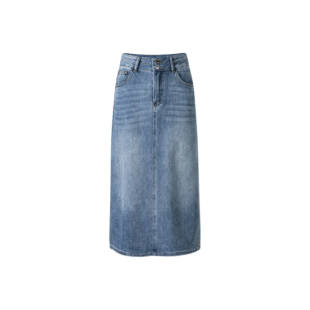 NAVIGARE Denim Long Skirt Women's Dark Pearl Royal Blue NAVIGARE Деним Длинная Юбка Женская Темный Жемчуг Королевский Синий