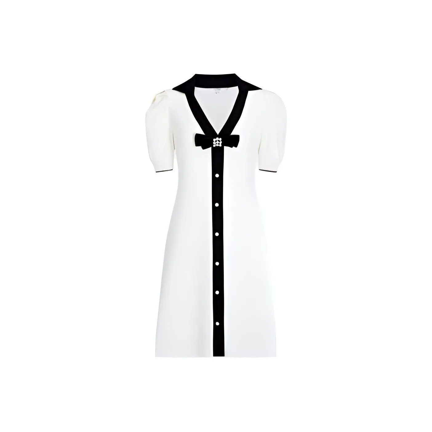 Caroline Экрю Женские Платья с Короткими Рукавами