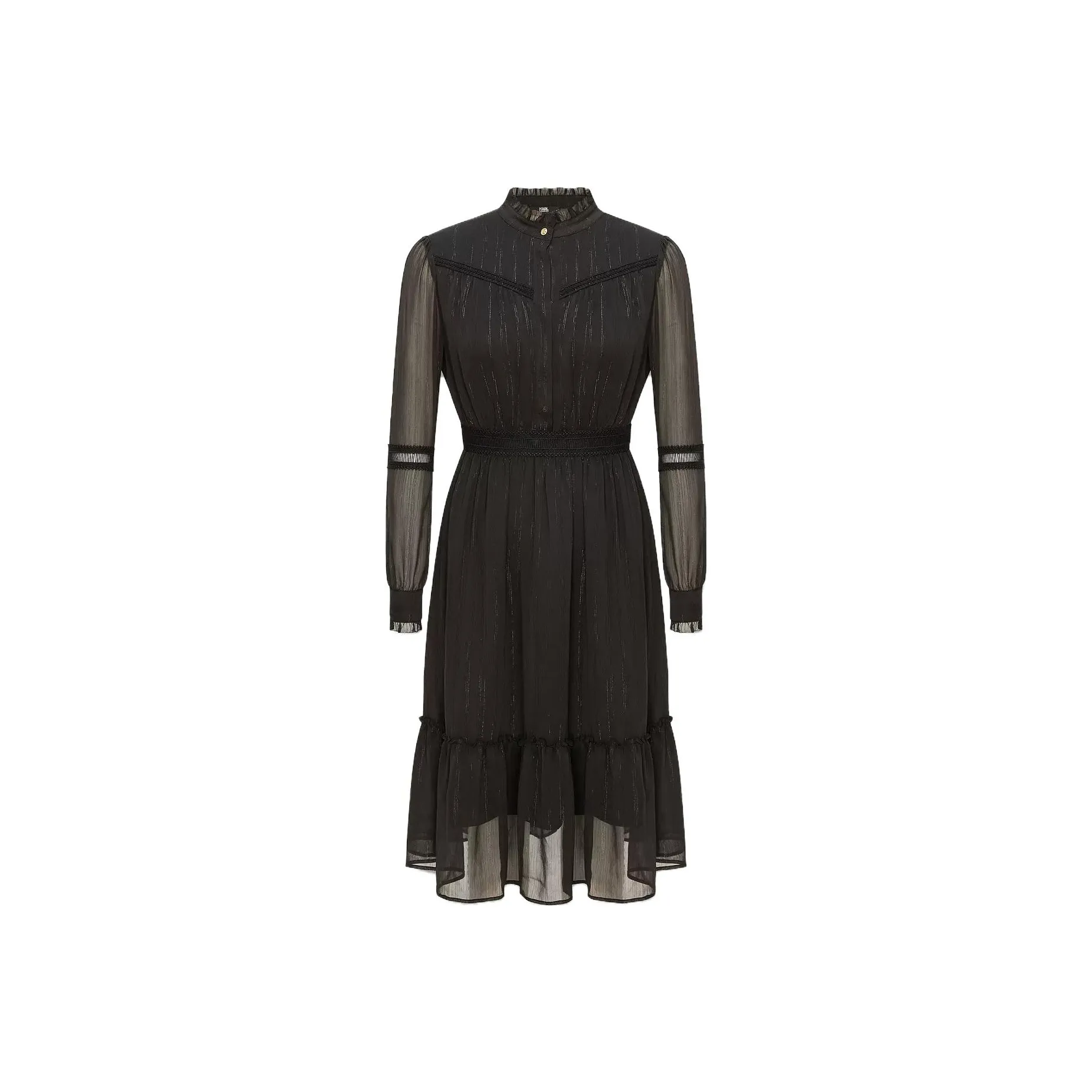 KARL LAGERFELD Длинное платье с длинными рукавами женское черное