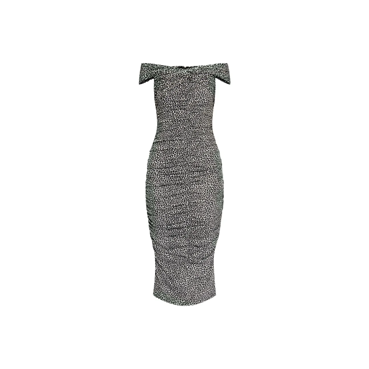MICHAEL KORS Leopard Print Stretch Matte Jersey Off-The-Shoulder Dress