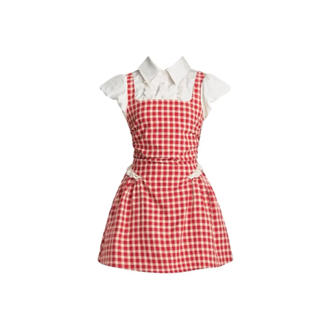 ONE PASS STUDIO Короткий рукав Платье Женское Красное