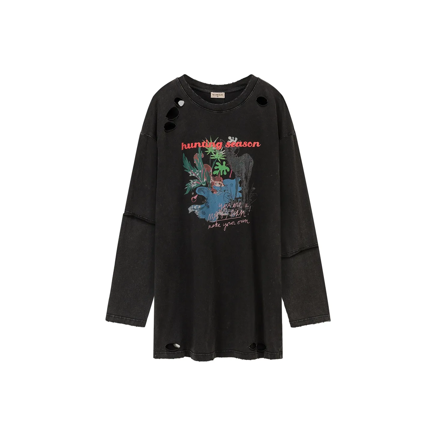 NO ONE ELSE Черное Женское Длинное Платье с Рукавами