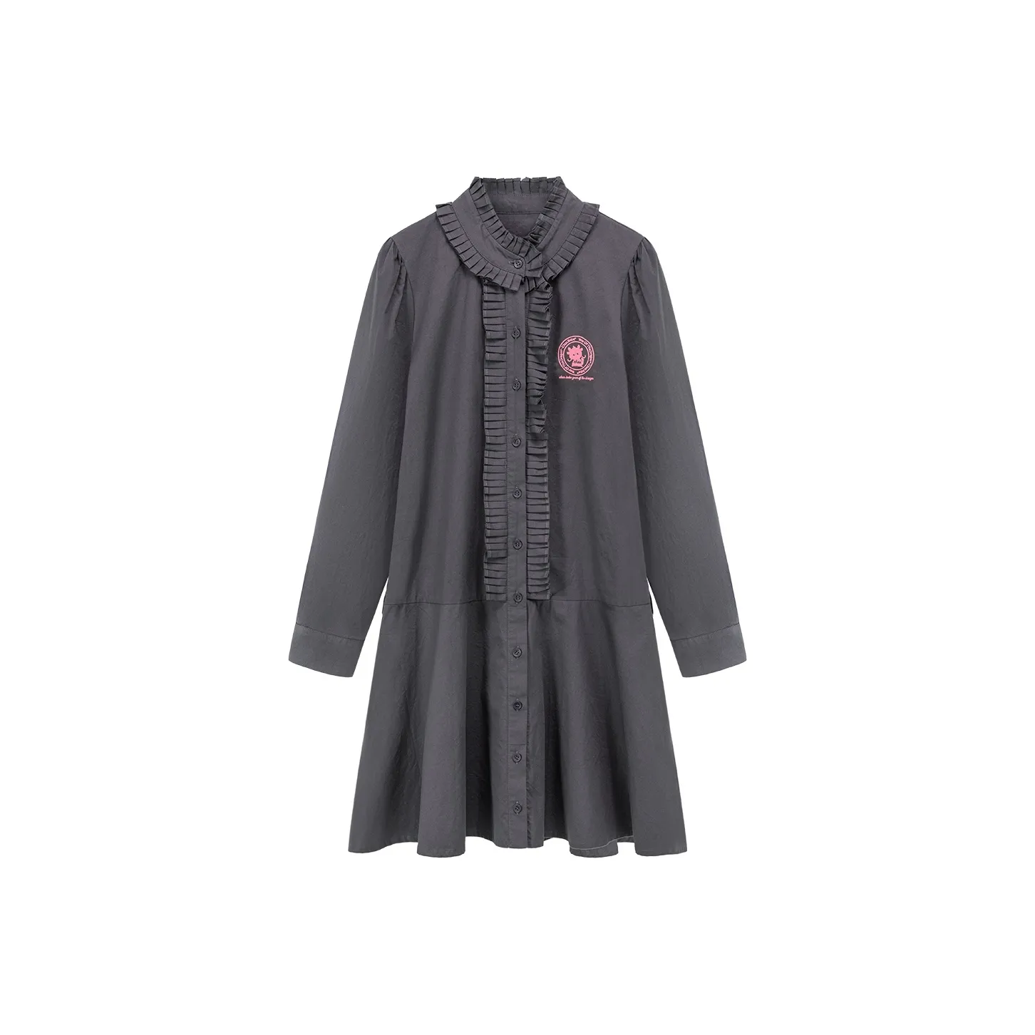 CHUU Черно-серый Женские Длинные Платья с Рукавами