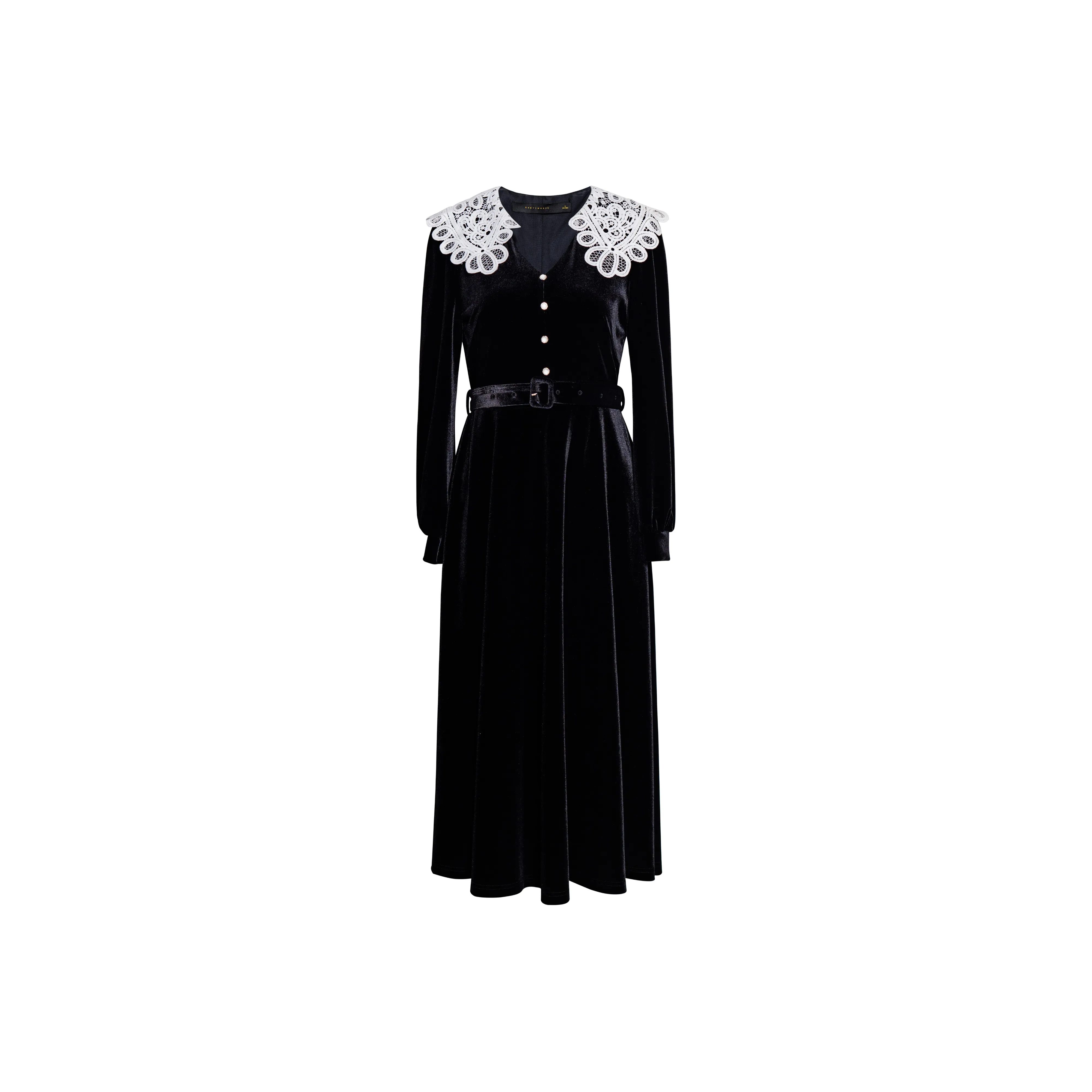 ROEYSHOUSE Длинное платье с длинными рукавами женское черное