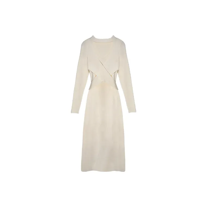 JINYE ORIENTAL Бежевое Женское Длинное Платье с Рукавами