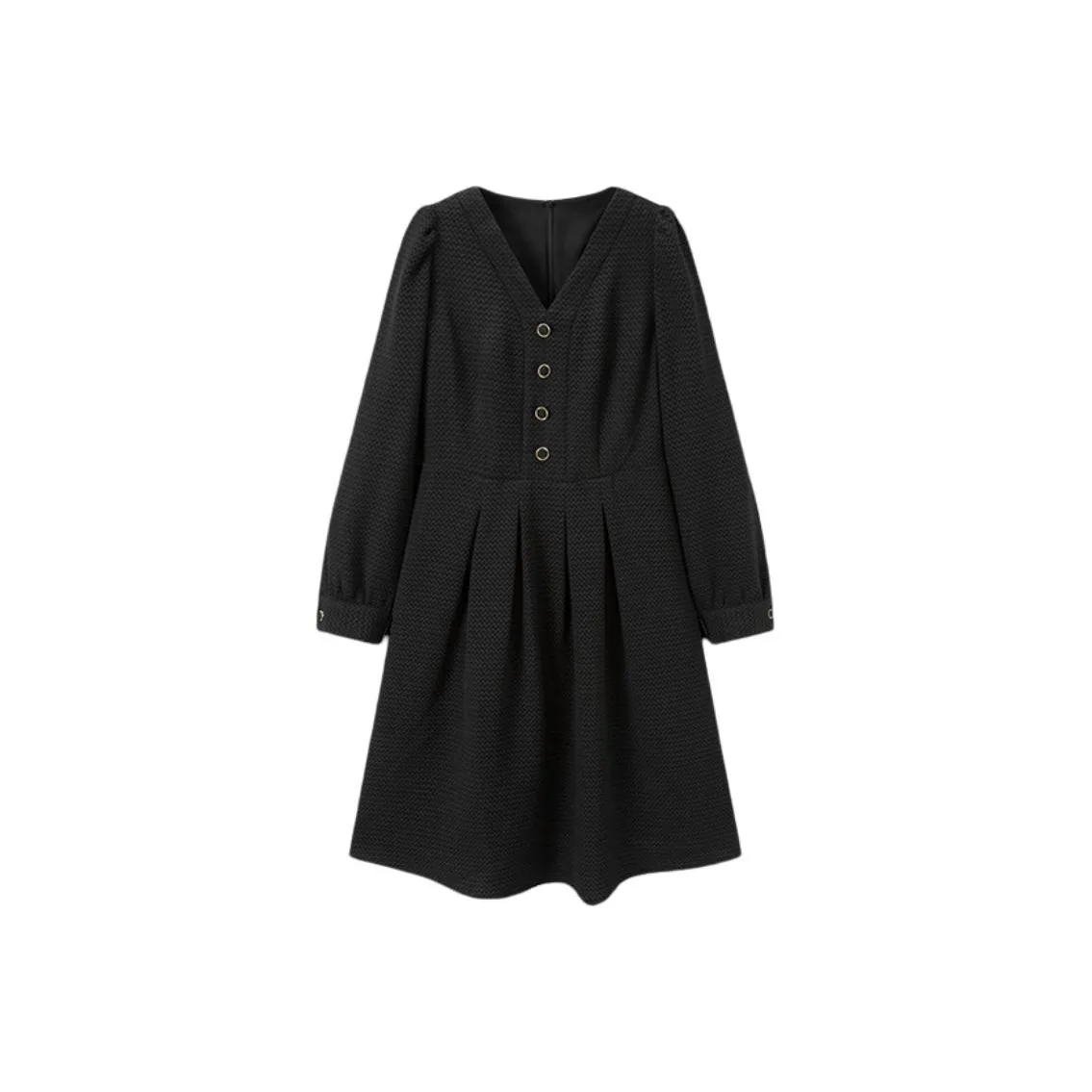 TKY SHOP Long Sleeved Dress Women's Simple Black