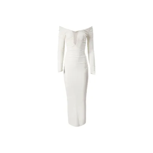 CarolinaHerrera Белое Женское Длинное Платье с Длинным Рукавом