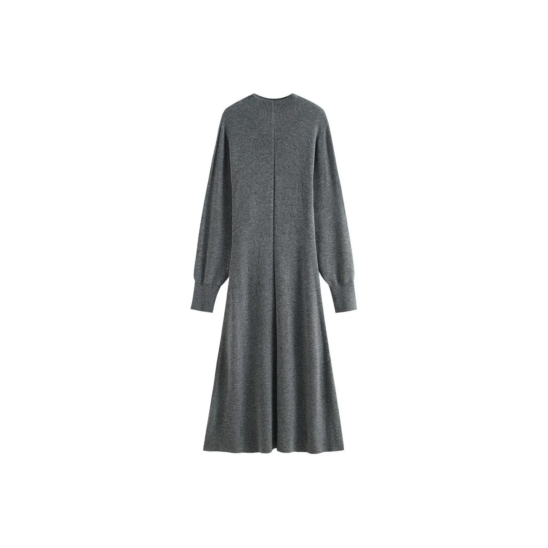 FANSILANEN Long Sleeved Dress Women's Elegant Gray