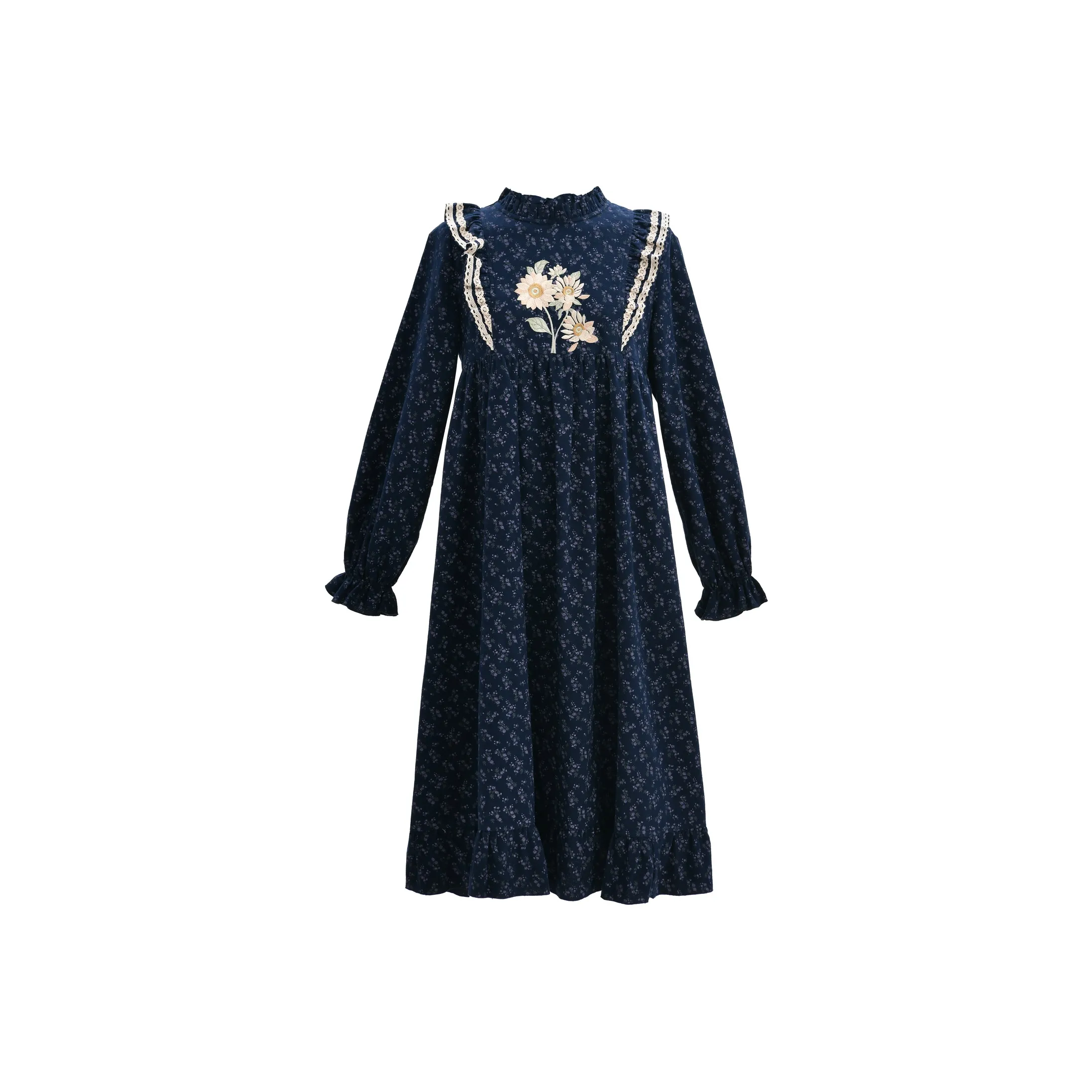 SNBL Длинное платье с длинным рукавом женское синее