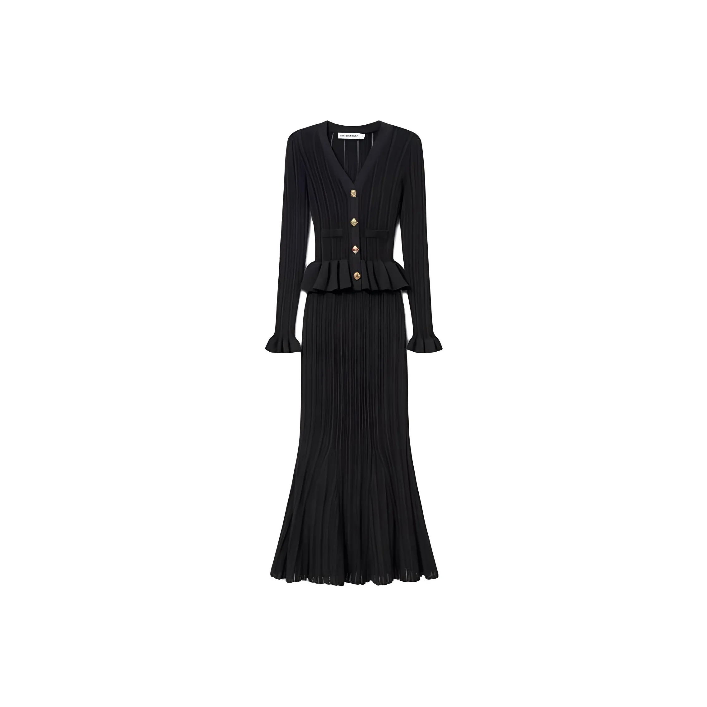 Self-portrait Knitted Peplum Maxi Dress