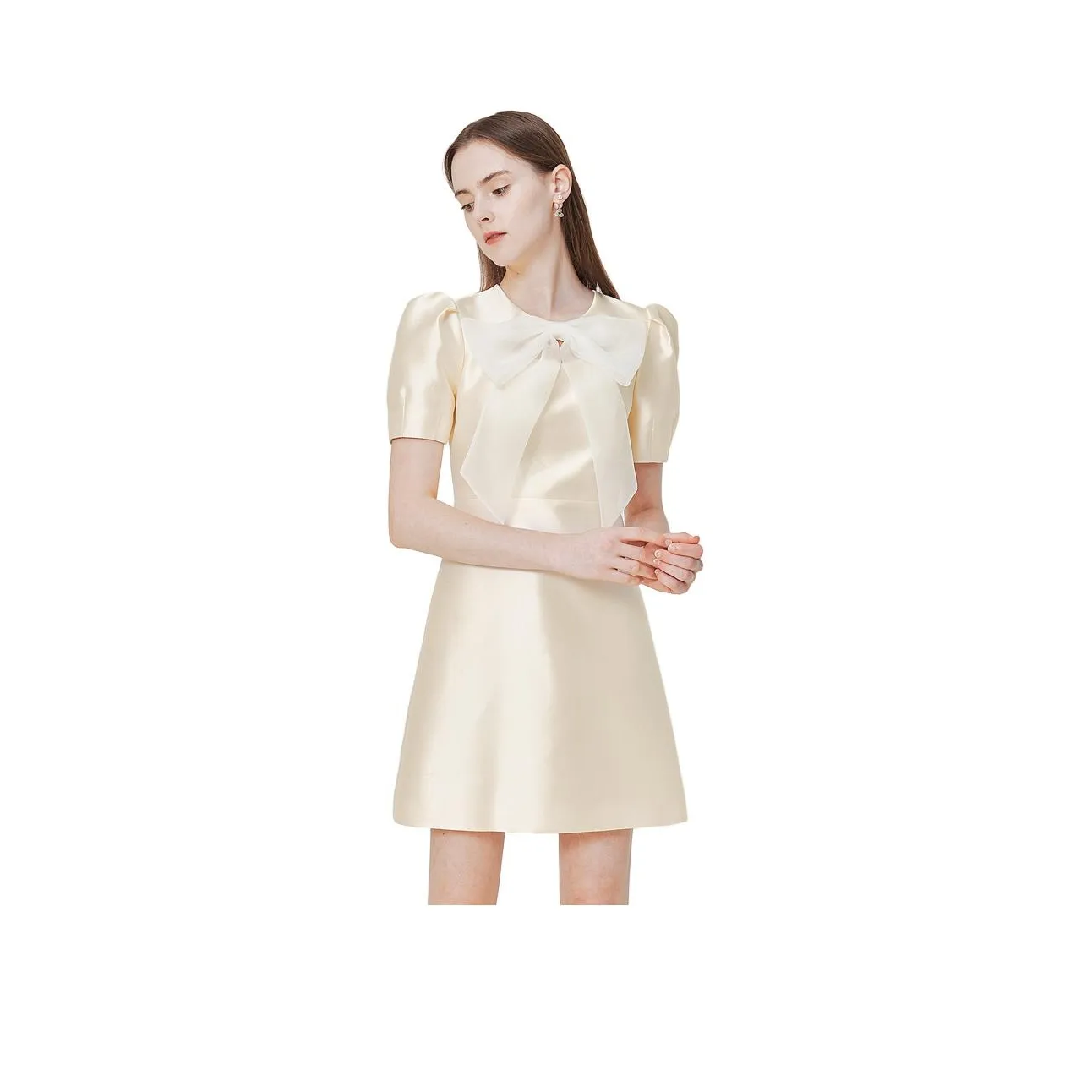 Caroline Короткий рукав Платье Женское Шампанское