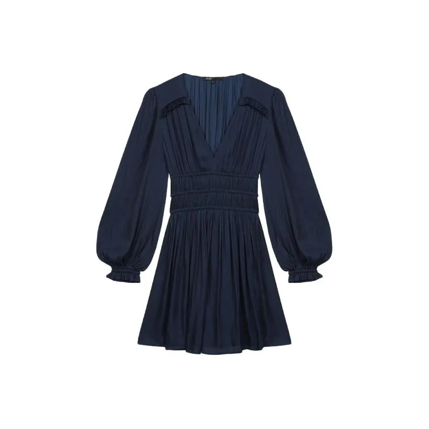 Maje Ruffled Satin Mini Dress
