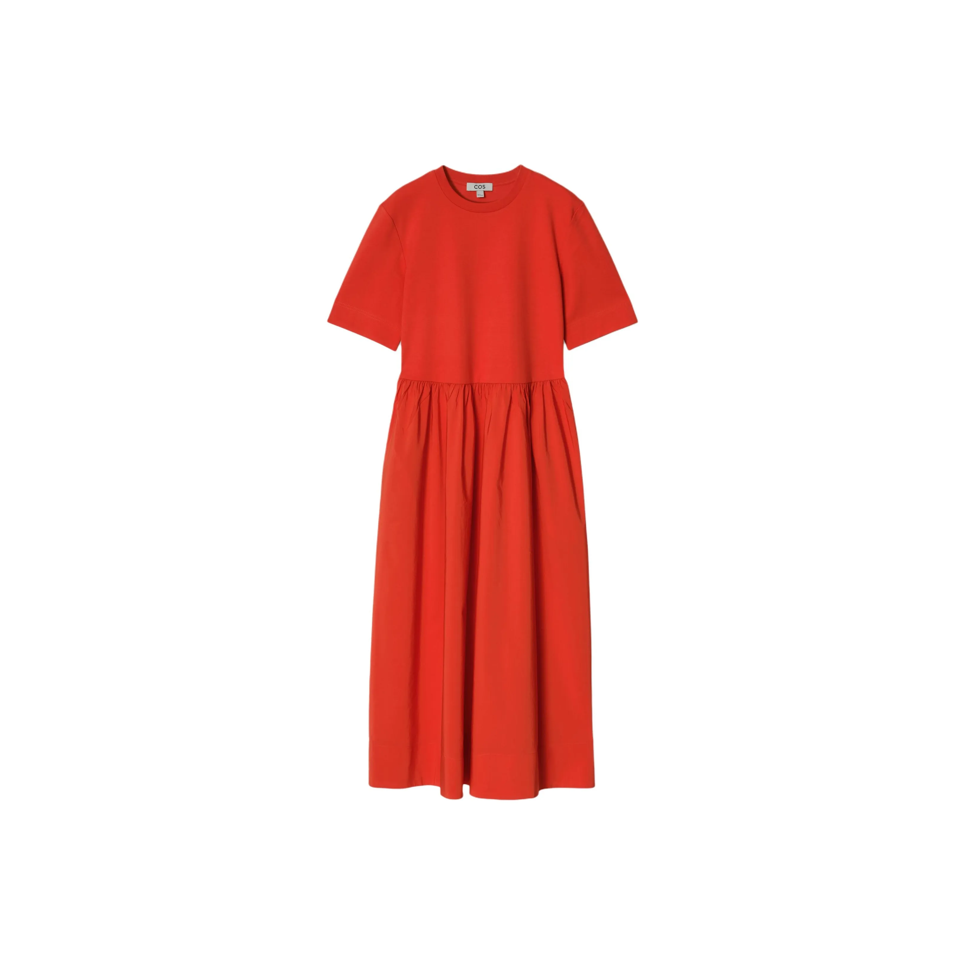 COS Короткий рукав платье женское красное