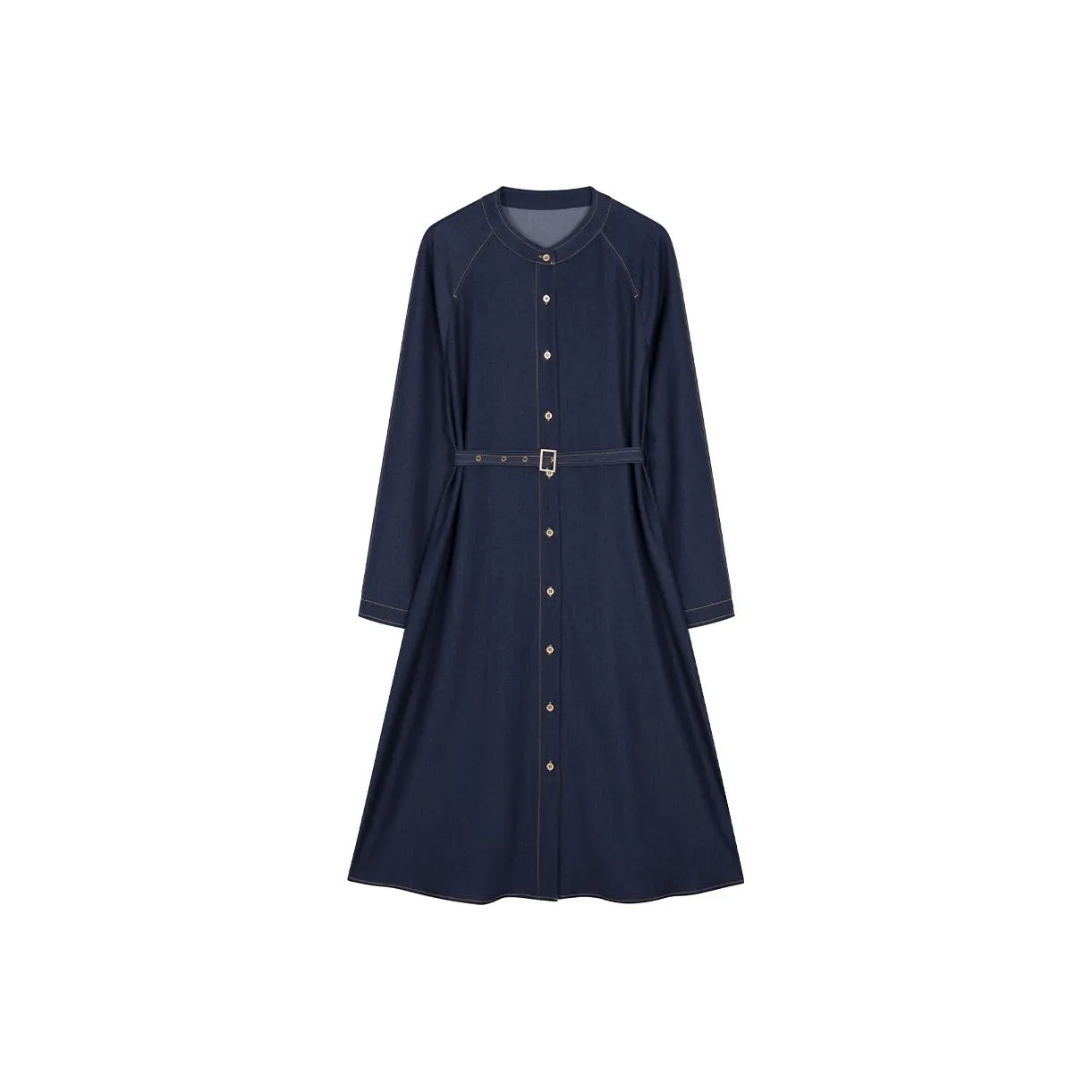 IHIMI Long Sleeved Dress Women's Dark Denim Blue