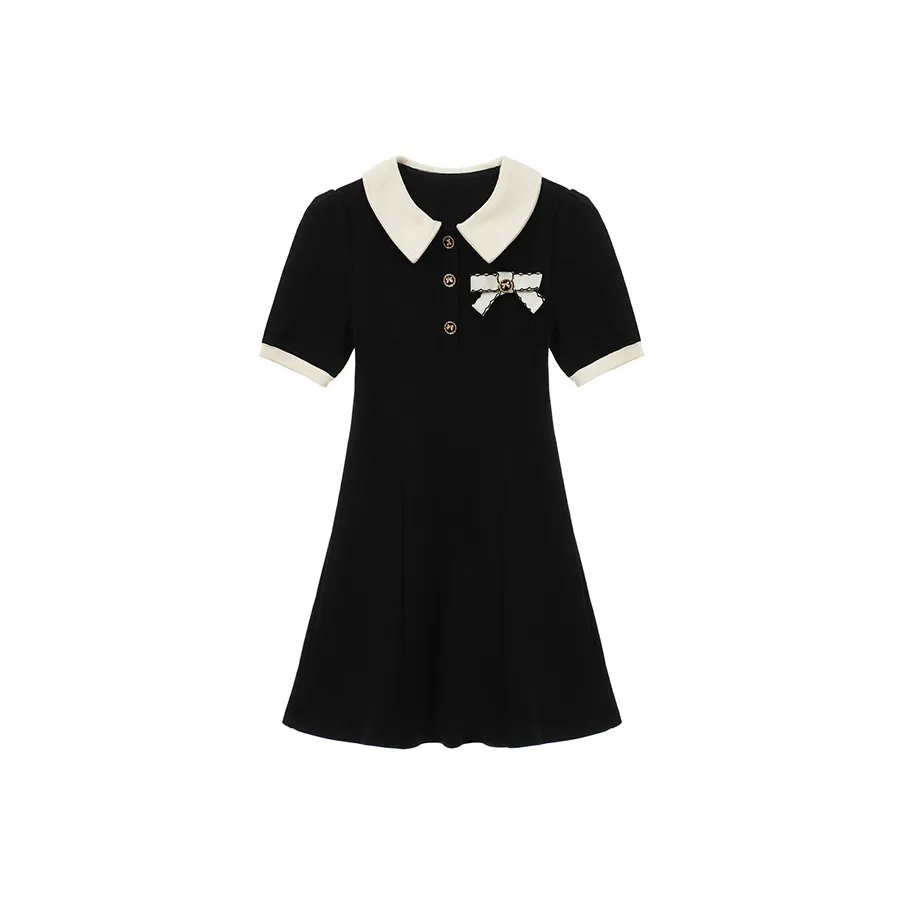 KEAB Короткий рукав Платье Женское Черное