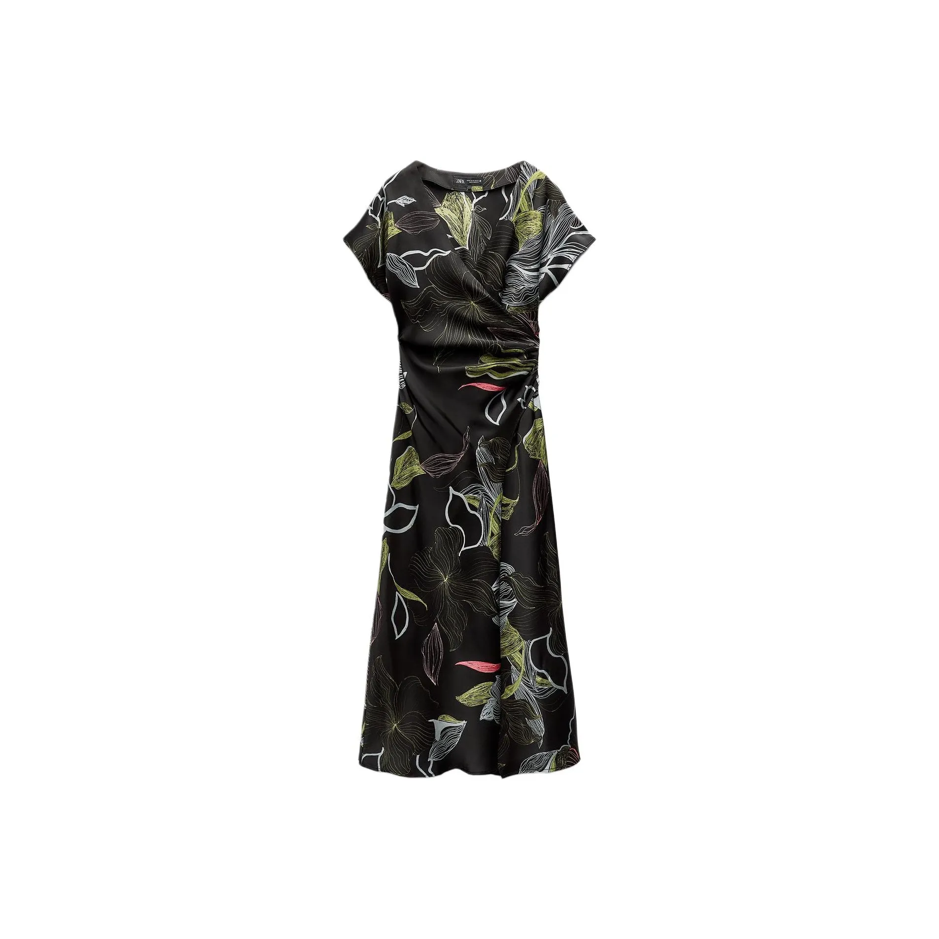 ZARA Short Sleeved Dress Women's Black/Green