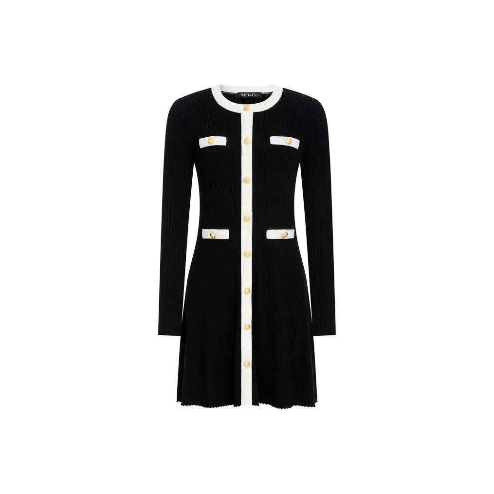 MO&CO Черное Женское Длинное Платье с Рукавами