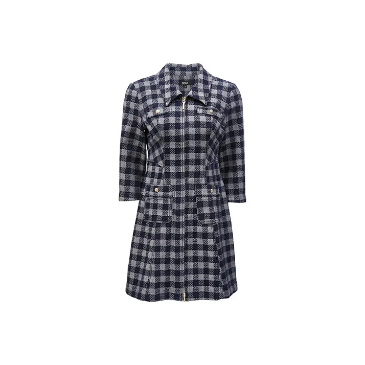 Only 810 Деним Жаккард Принт 810JEANS Синий Монограмма Женские Длинные Рукава Платья