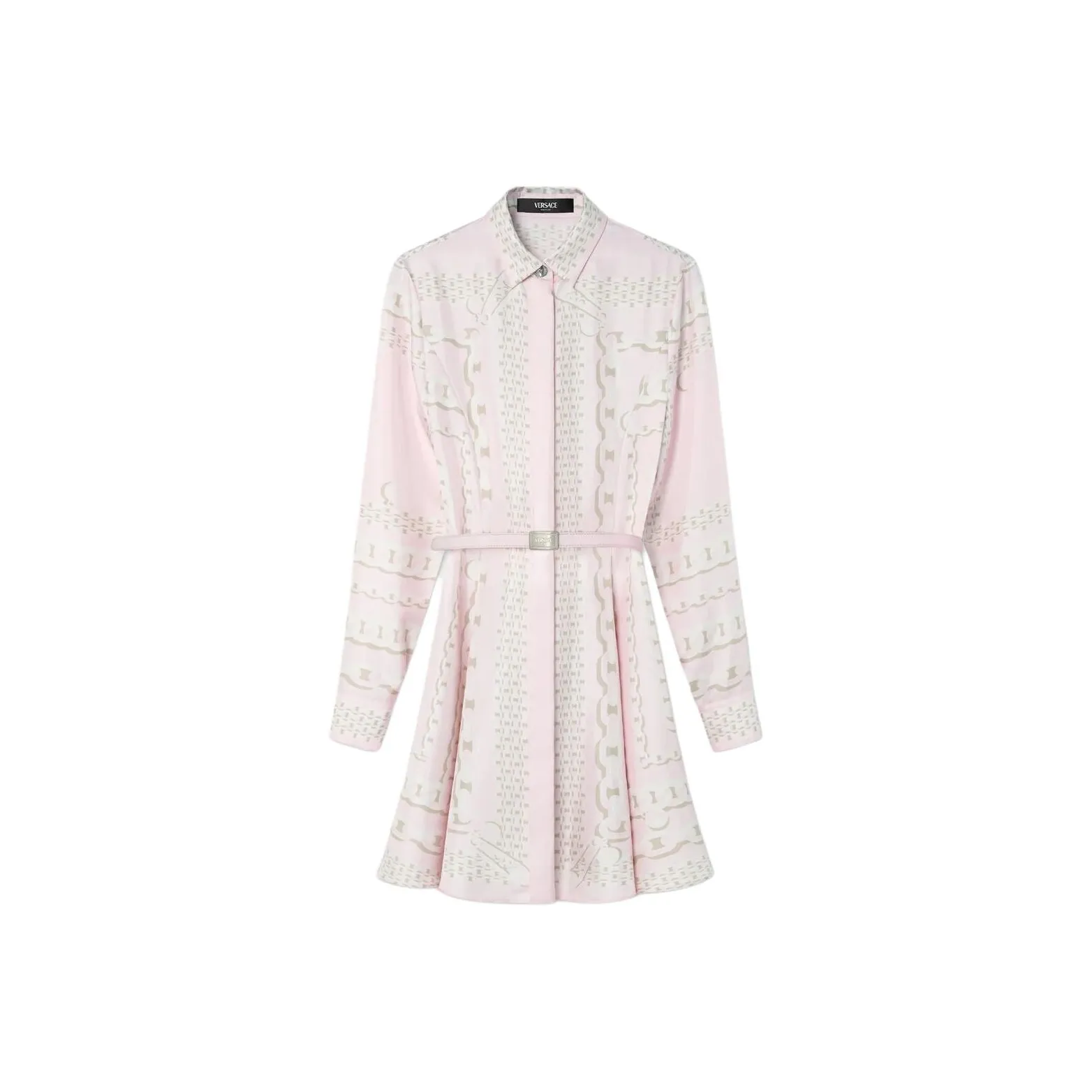 VERSACE Chain Printed Belted Mini Dress
