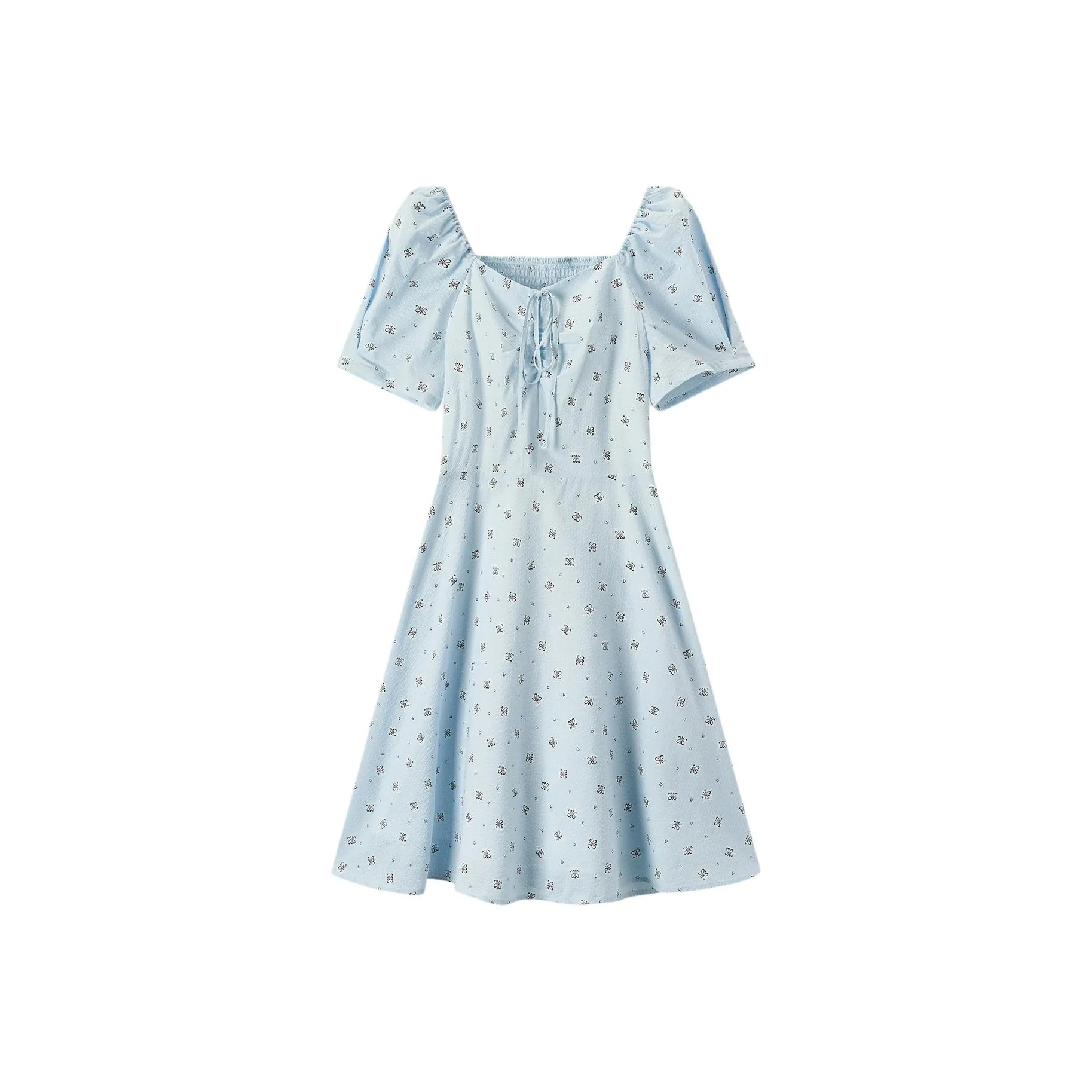 EICHITOO Короткий рукав платье женское светло-синий цветочный