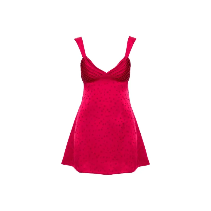 open lace back dress Emara Halter Asymmetrical Midi Dress Red main image 1