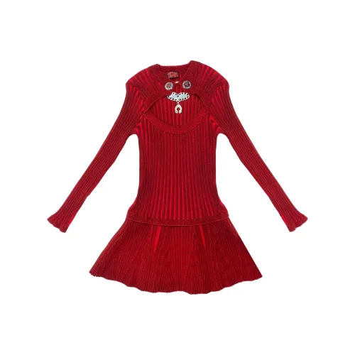 CHOPOVA LOWENA Red Женские Длинные Платья с Рукавами