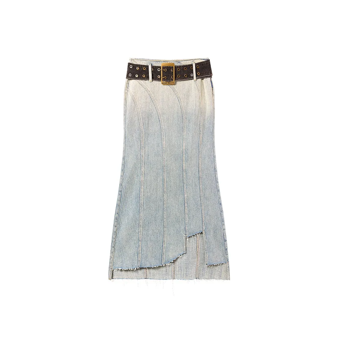Miss Sixty Деним Длинная Юбка Женская Серо-Синяя