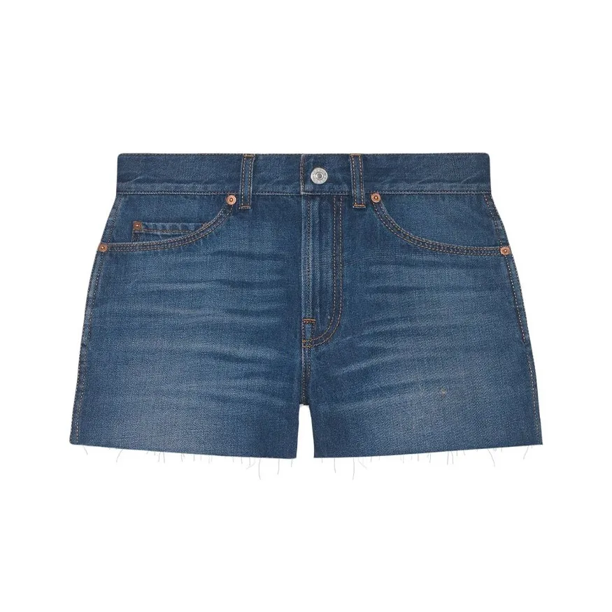 GUCCI Синие Женские Джинсовые Шорты