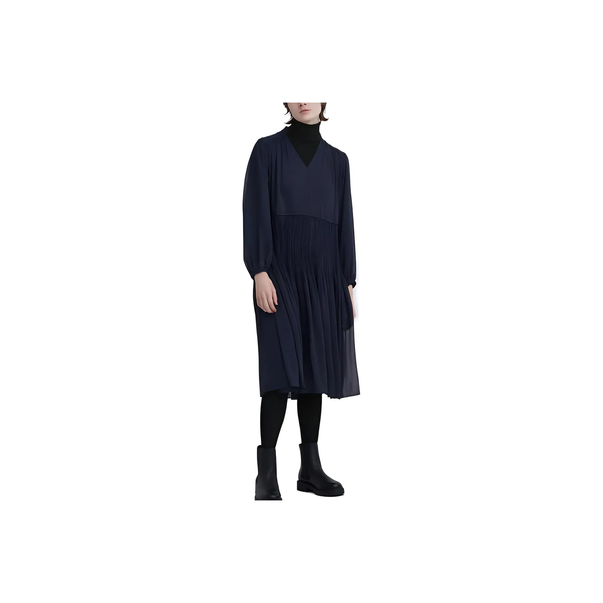 UNIQLO X Clare Waight Keller Co branded Collection Long Sleeved Dresses Women's Navy Blue