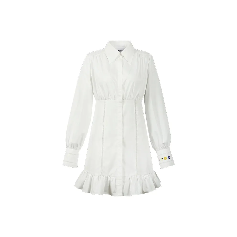 Valeria Obbaco Длинное платье с длинными рукавами цвет белый