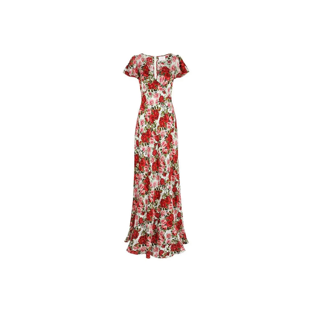 Selkie Collection SS25 Short Sleeved Dresses Women's White Base Rose Print