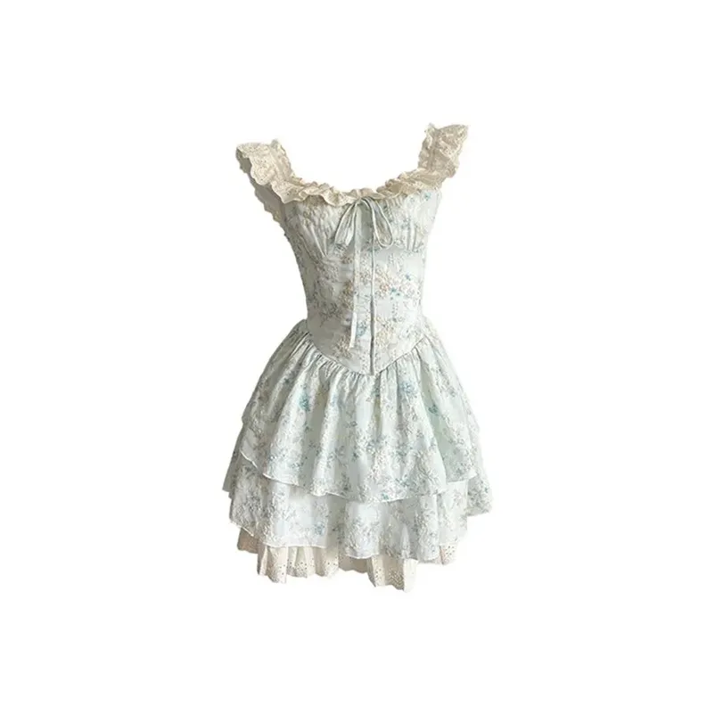 MISTVB Короткий рукав платье женское светло-синее