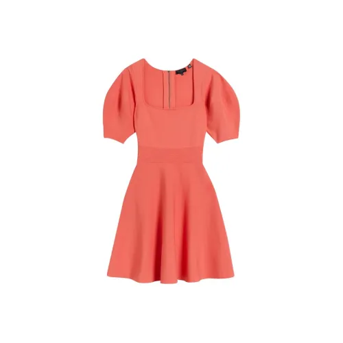 Ted Baker Кораллово-красное Женское Короткое Платье с Рукавами