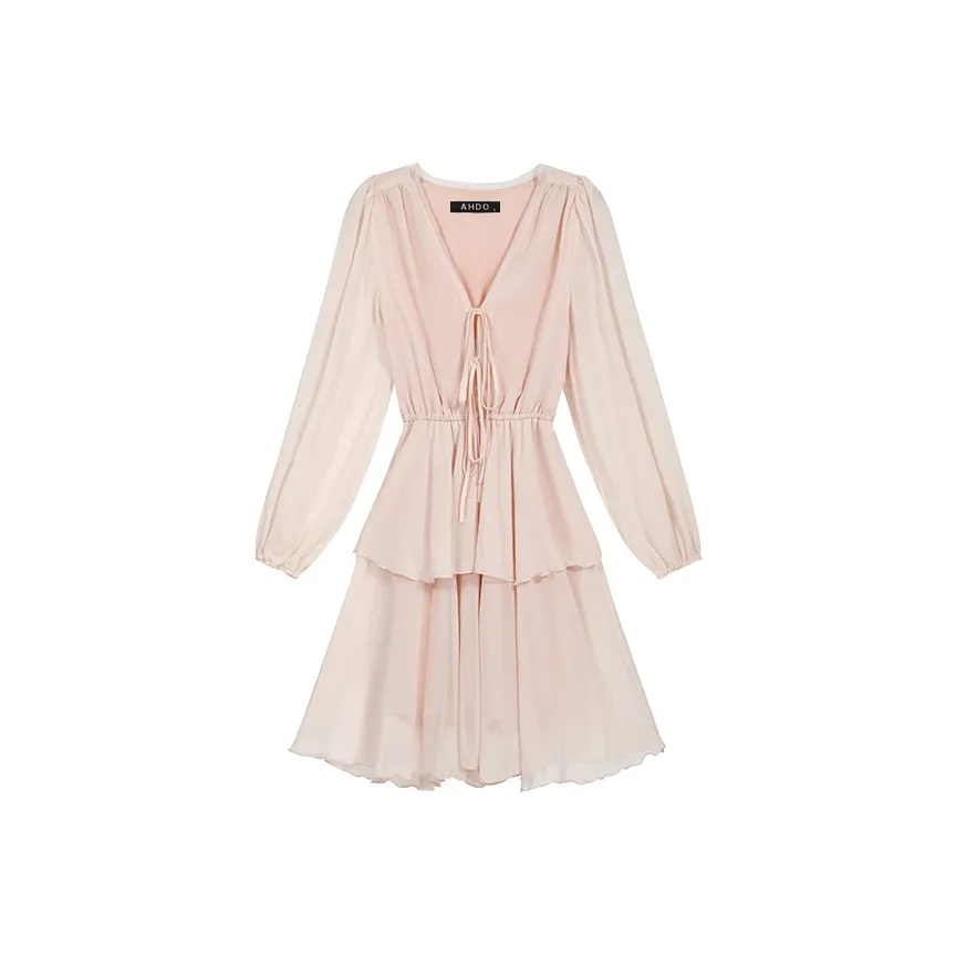 AHDO Long Sleeved Dresses Women's Pink