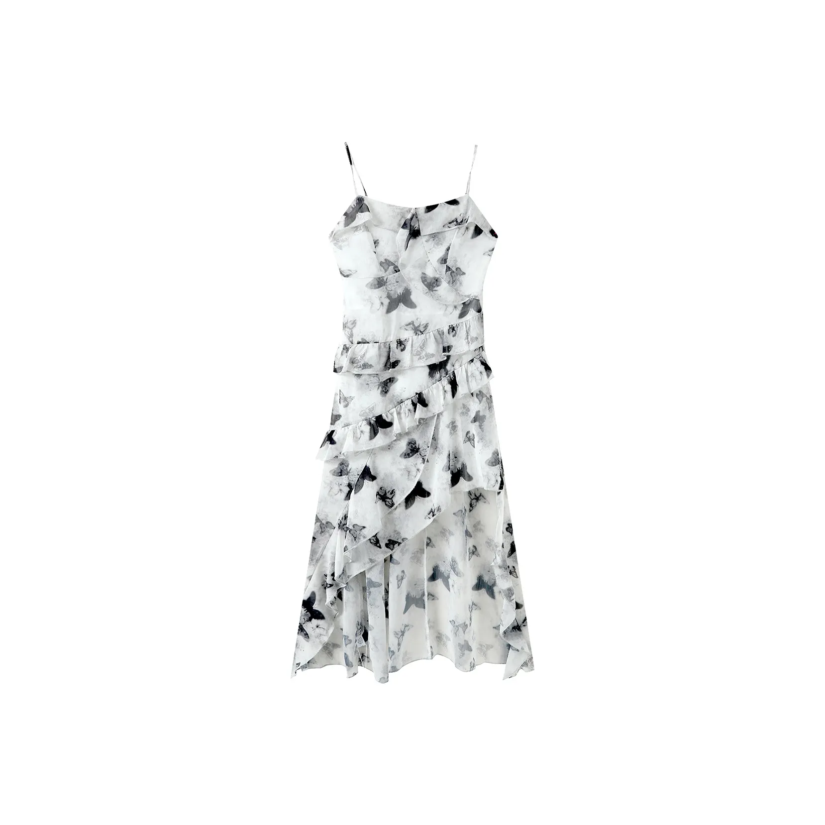 Adeworn Slip Dress Women's Black And White Floral
