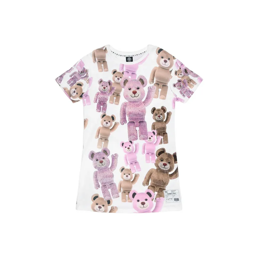 TCH Short Sleeved Dress Women's White With Pink Logo