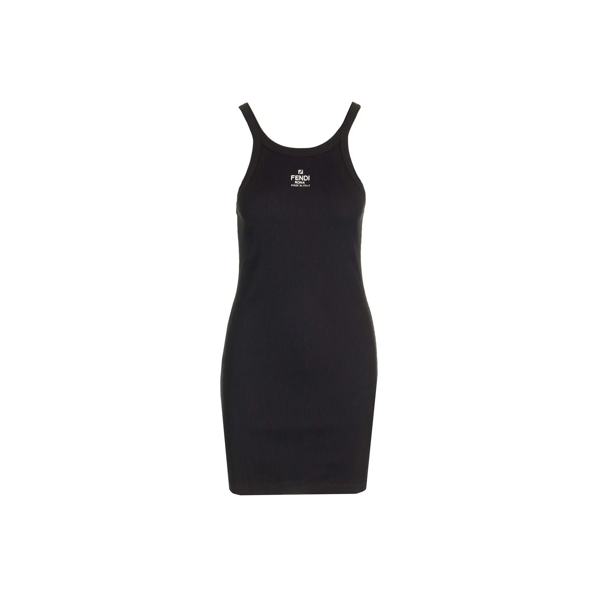 FENDI Logo embroidered Ribbed Minidress