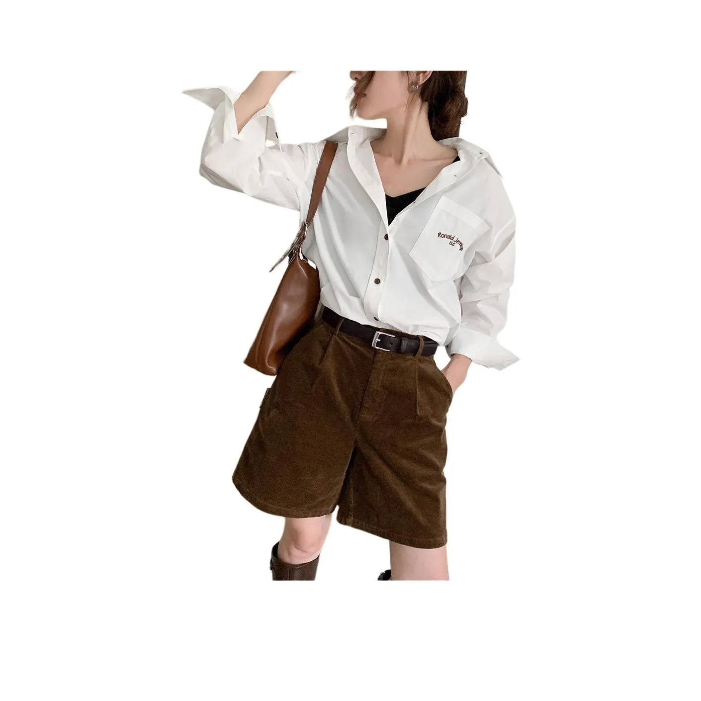 NANING9 Повседневные шорты женские коричневый