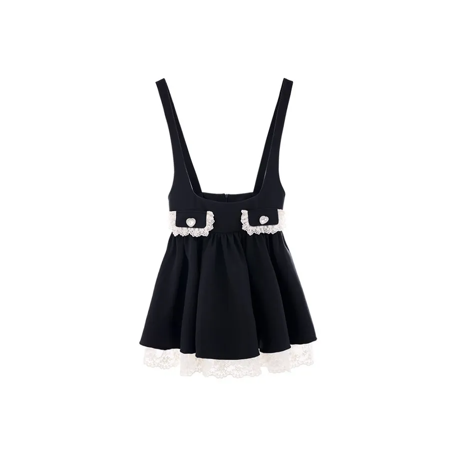 Blovelan Без рукавов Платье Женское Черное