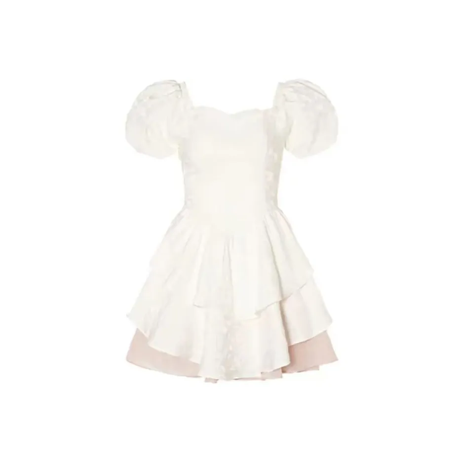 Lookinto Короткий рукав Платье Женское Белое