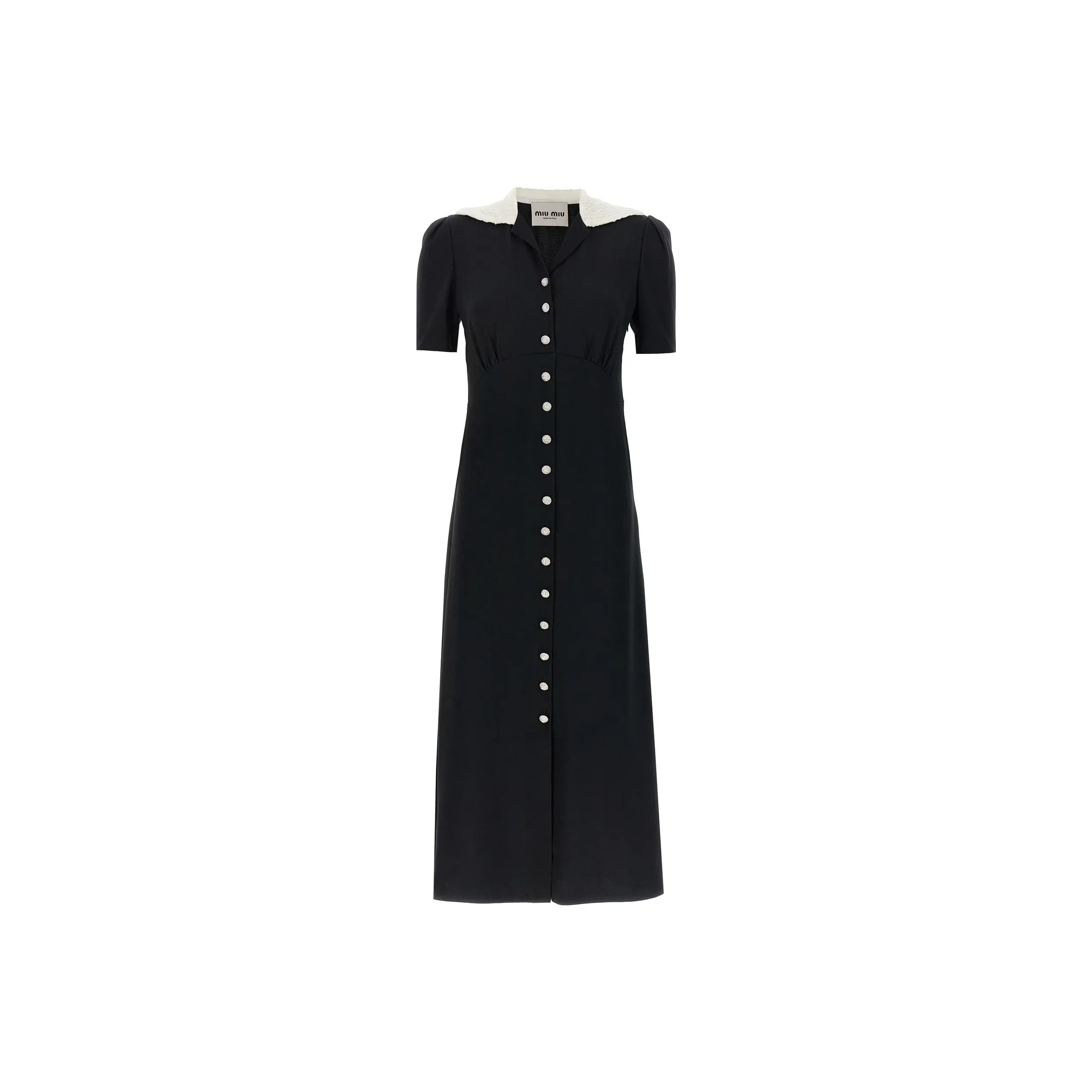 MIU MIU Embellished Short Sleeved Flared Dress