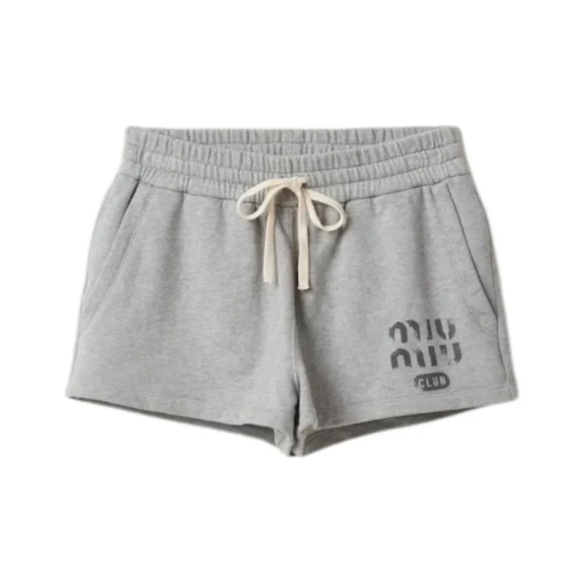 MIU MIU Logo print Cotton Track Shorts