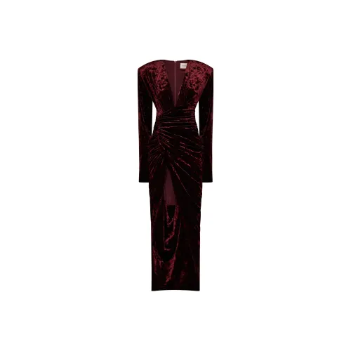 Alexandre Vauthier Вишнево-красное Женское Длинное Платье с Рукавами