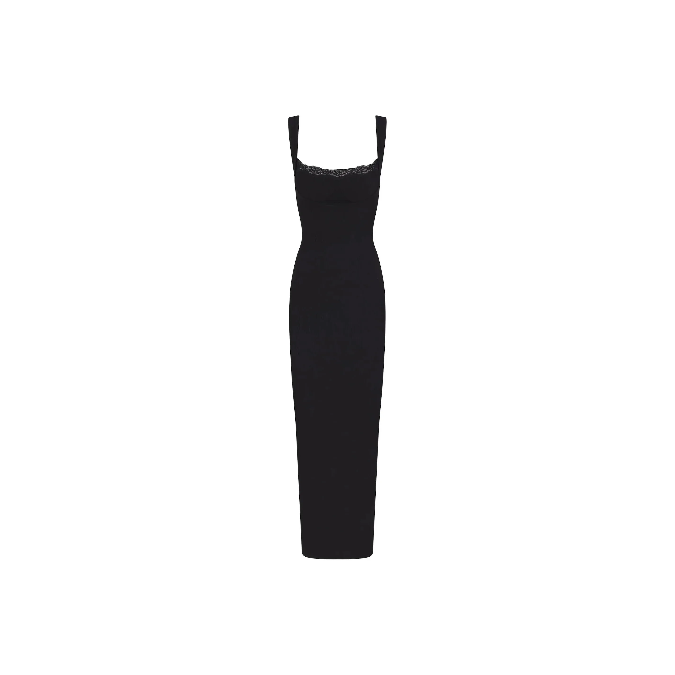 SKIMS SOFT LOUNGE LACE LONG DRESS WITH BRALETTE Slip Dresses Women's ONYX/Onyx