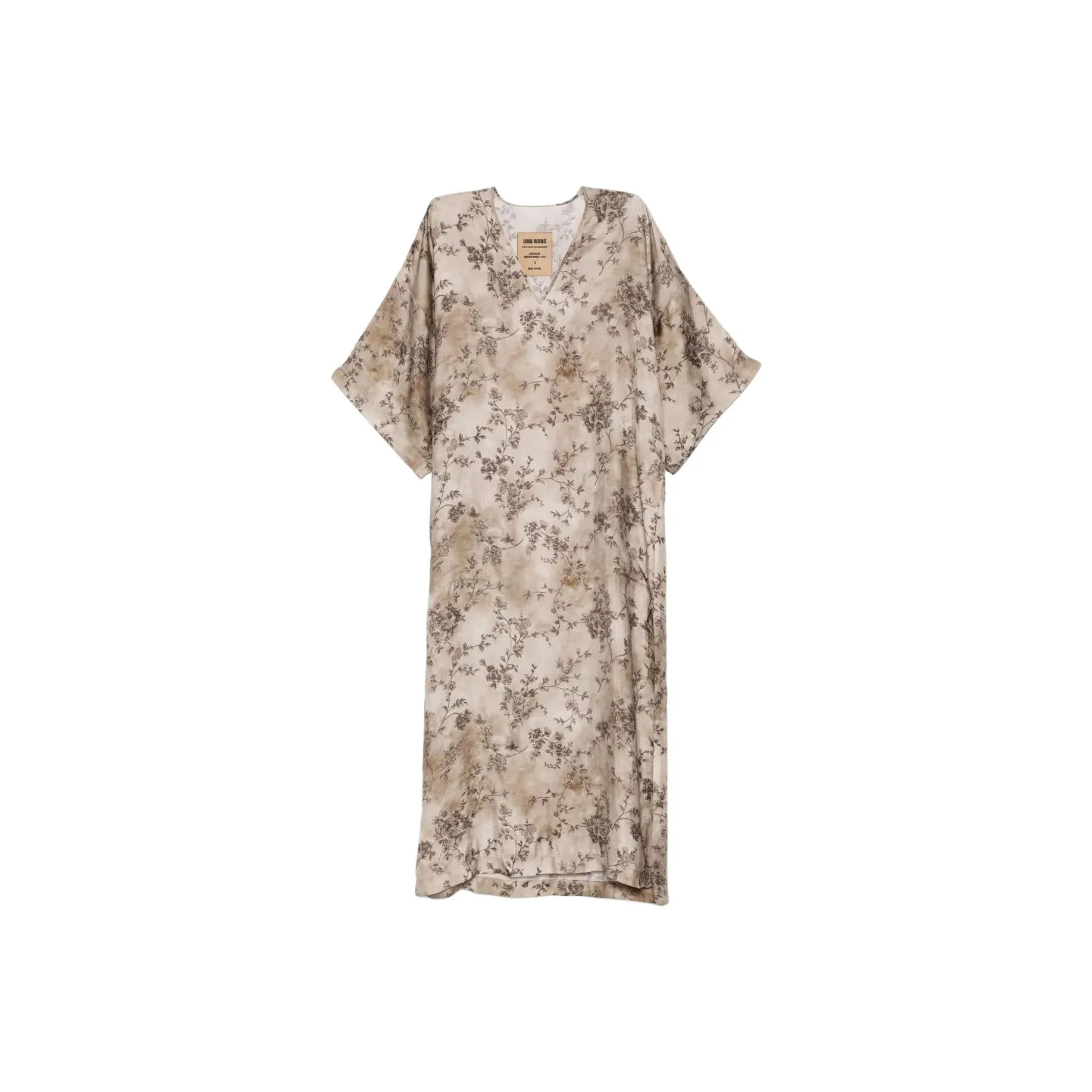 UMA WANG Floral Printed V Neck Midi Dress