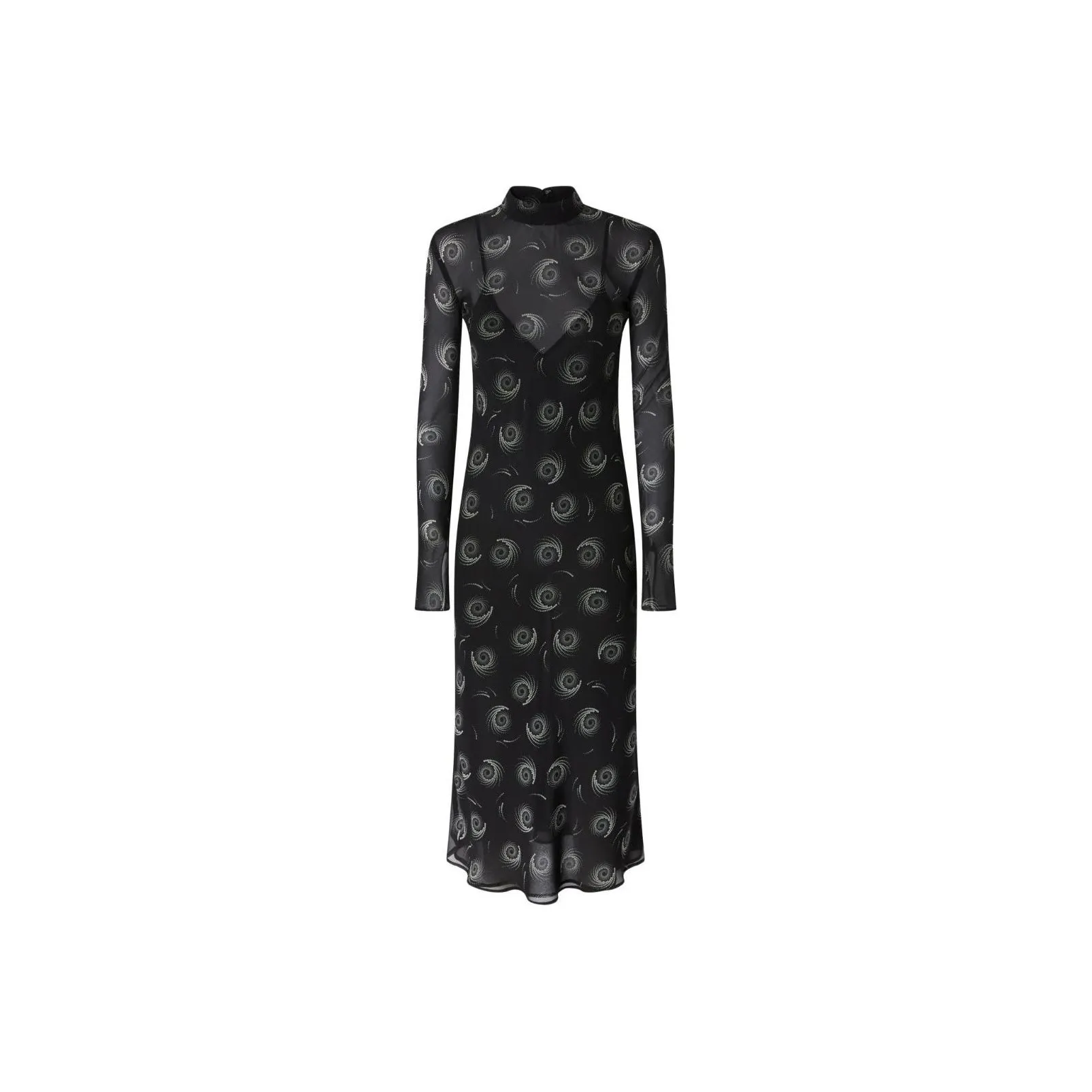 PINKO FW24 Длинное платье с длинным рукавом женское черное